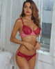 Conjunto sujetador push-up y braga encaje y leopardo rojo
