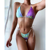 Conjunto bikini tanga ajustable pastel con pareo