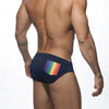 Men's swim briefs with front padding and pocket