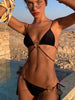 Bikini atado tiras brasileño con triple anilla