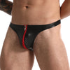 Men's leather thong with zipper