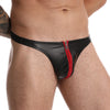 Men's leather thong with zipper