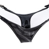 Adjustable leather thong with double internal dildo