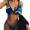 Wide elastic camouflage bra and thong set