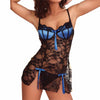 Short lace nightgown and lace thong set with bows