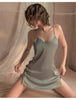 Side-tied satin nightgown and thong set