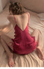 Side-tied satin nightgown and thong set