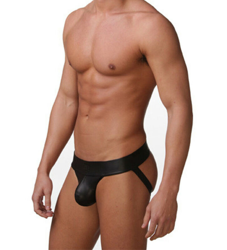 Suspensorio de piel con gran bolsa frontal - Jockstrap - atrevido, bulge, Hombre, jockstrap, leather, piel, sexy - 365Briefs -