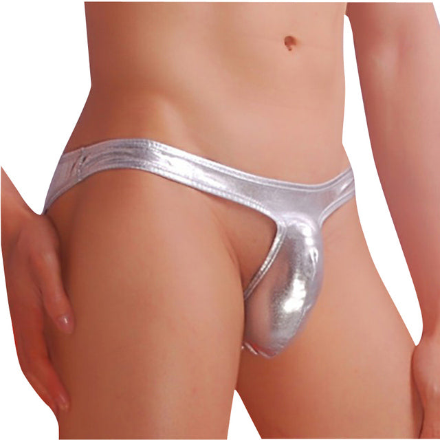 Mini slip metálico con bolsa frontal - Bikini - atrevido, bikini, bulge, Hombre, metalico, sexy - 365Briefs -